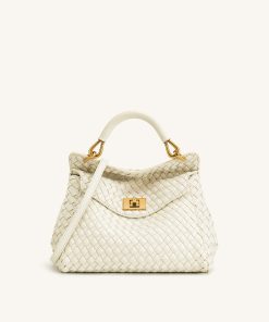 Lucia Classic Top Handle Woven Bag - White