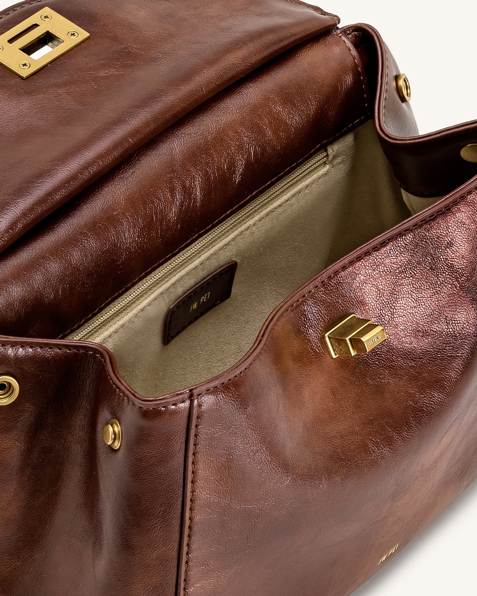 Lucia Classic Top Handle Bag - Coffee Brown - Image 4