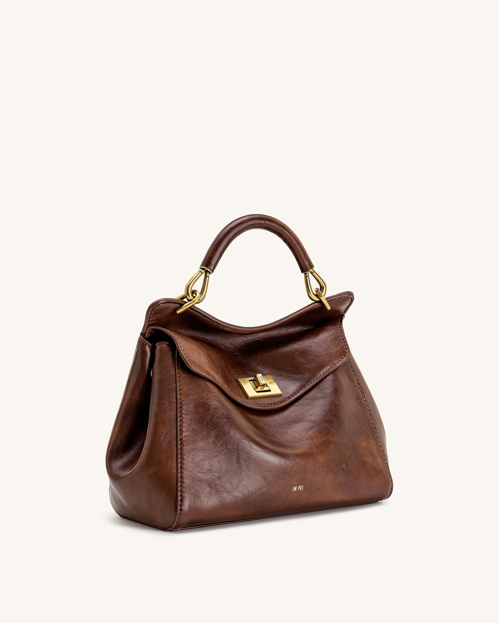 Lucia Classic Top Handle Bag - Coffee Brown - Image 2