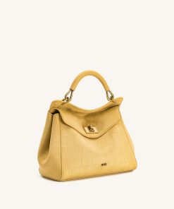Alternative view of Lucia Classic Croc-Embossed Faux Suede Top Handle Bag - Yellow