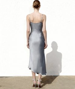 Alternative view of Liquid Satin Cowl-Slit Gown - Silver