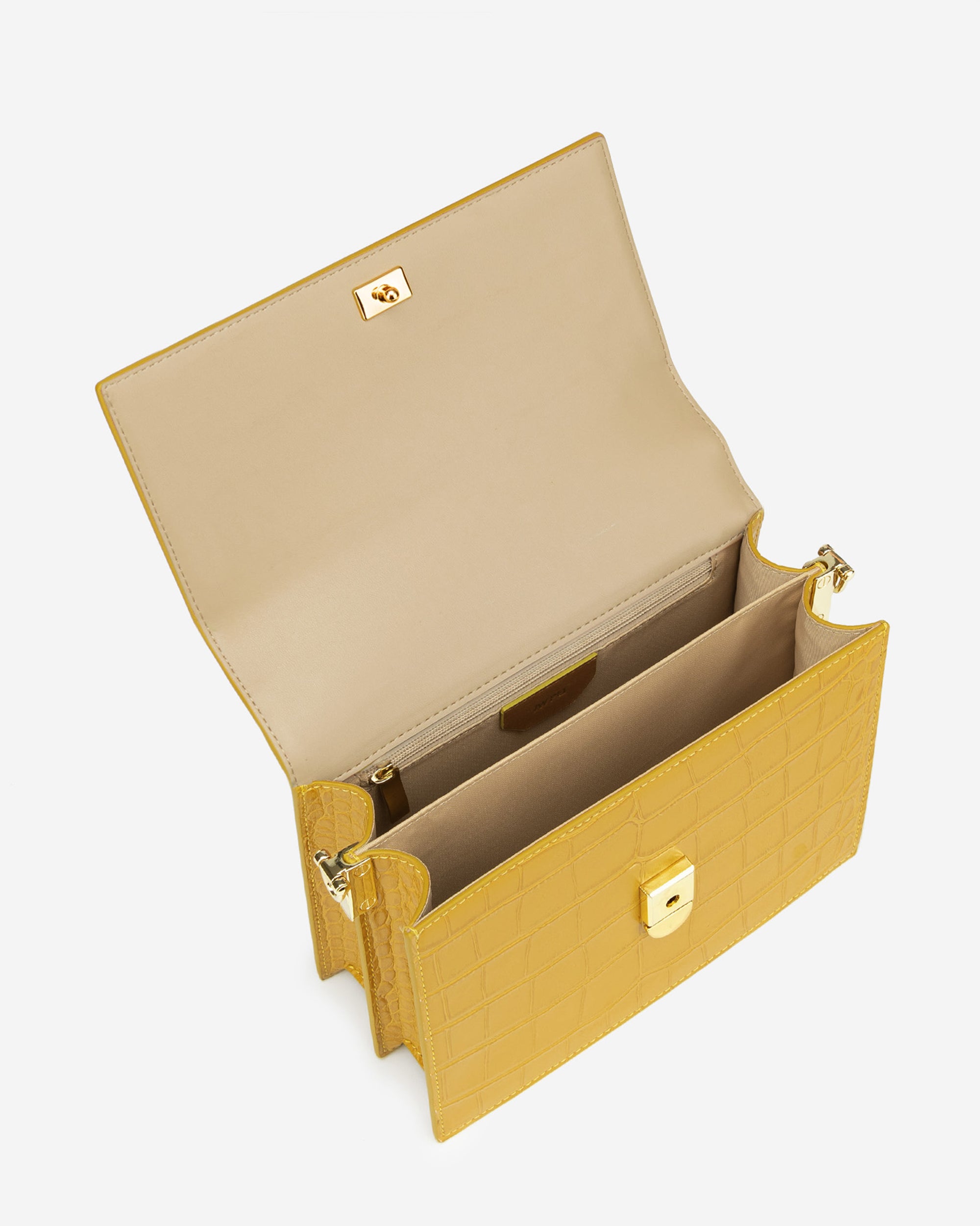 Mini Flap Bag - Mustard Croc - Image 4