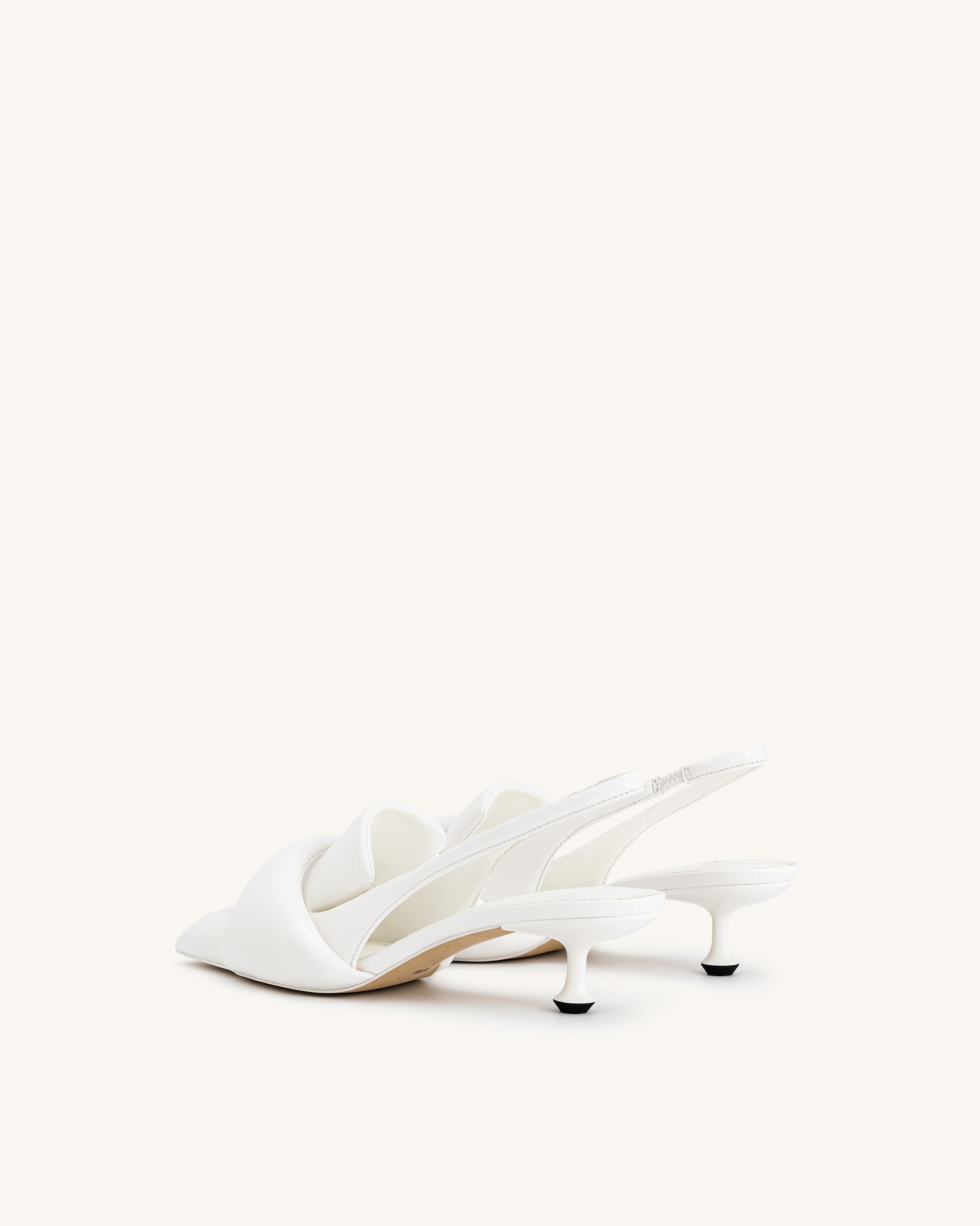 Carla Soft Padded Kitten Heel Pumps - White - Image 4