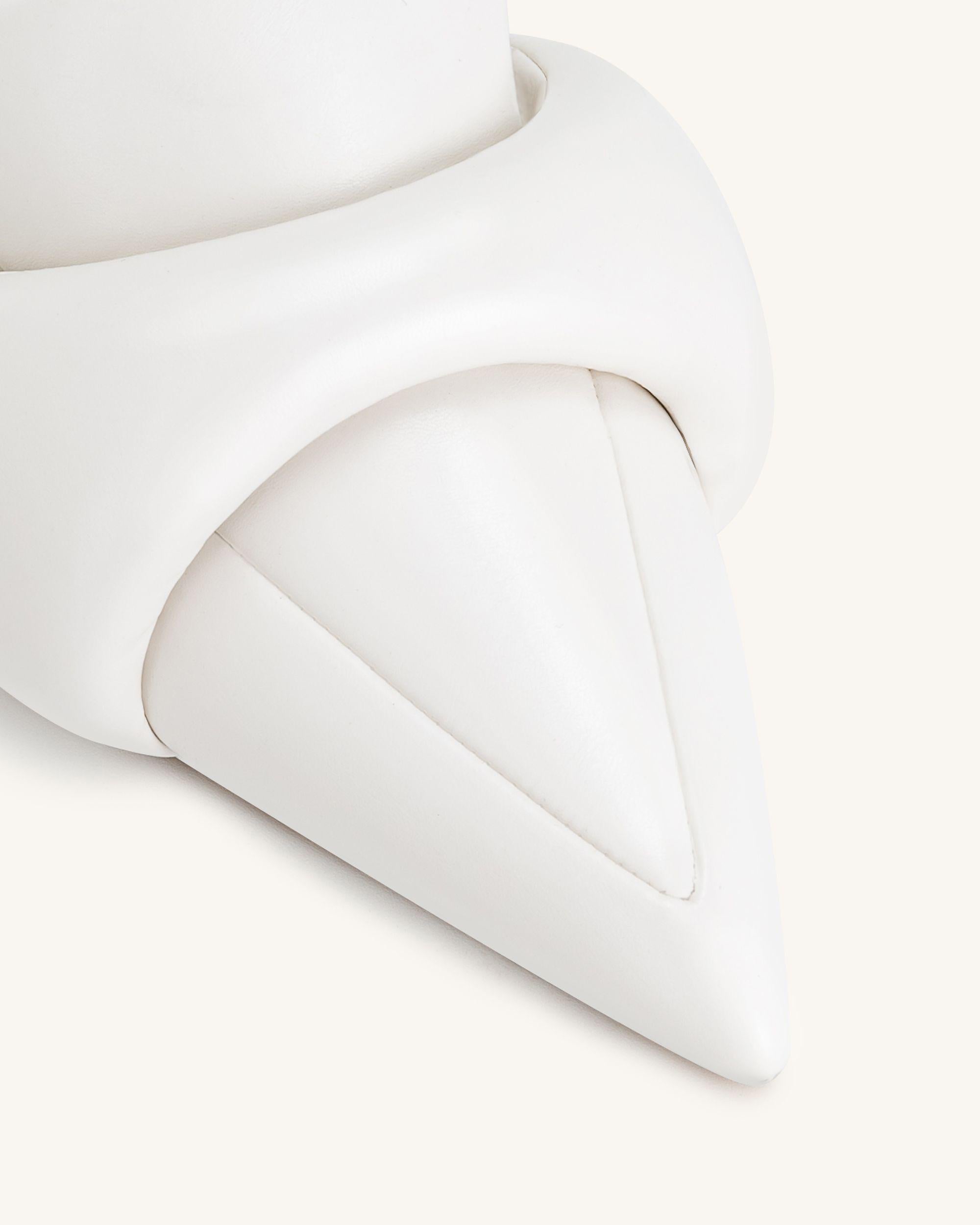 Carla Soft Padded Kitten Heel Pumps - White - Image 5