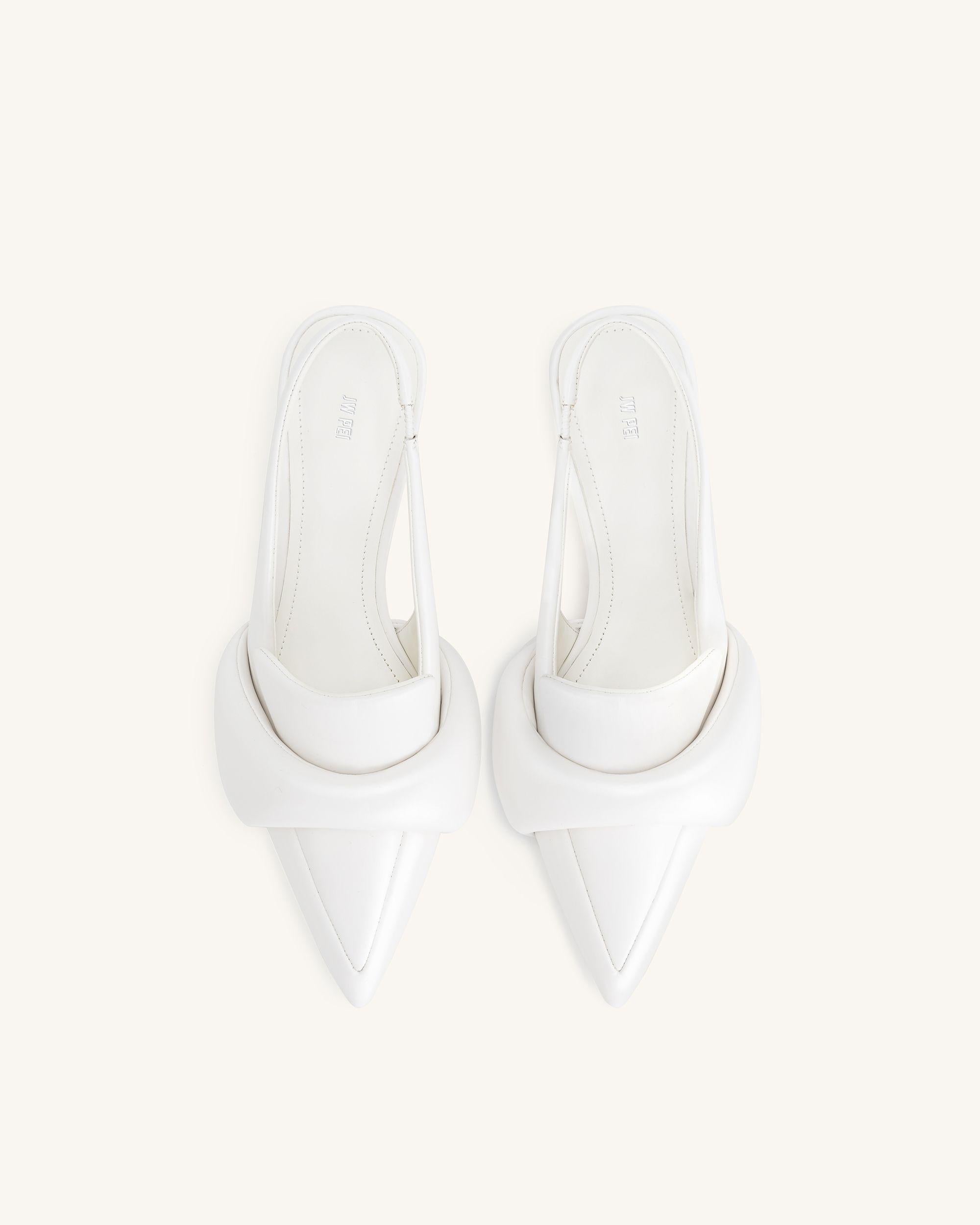 Carla Soft Padded Kitten Heel Pumps - White - Image 3