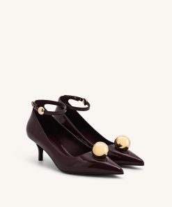 Alternative view of Jewel Buckle Kitten Heels Pumps - Claret Red
