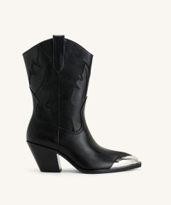 Riya Cowboy Boot - Black