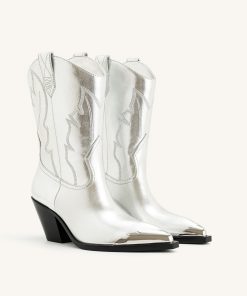 Alternative view of Riya Metallic Cowboy Boot - Silver