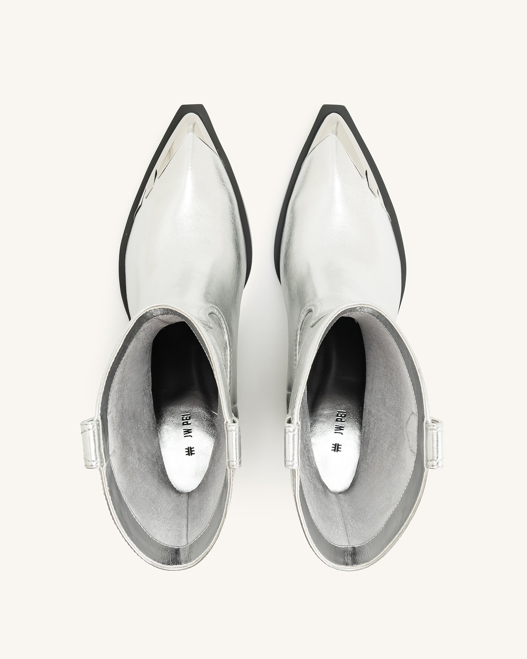 Riya Metallic Cowboy Boot - Silver - Image 3