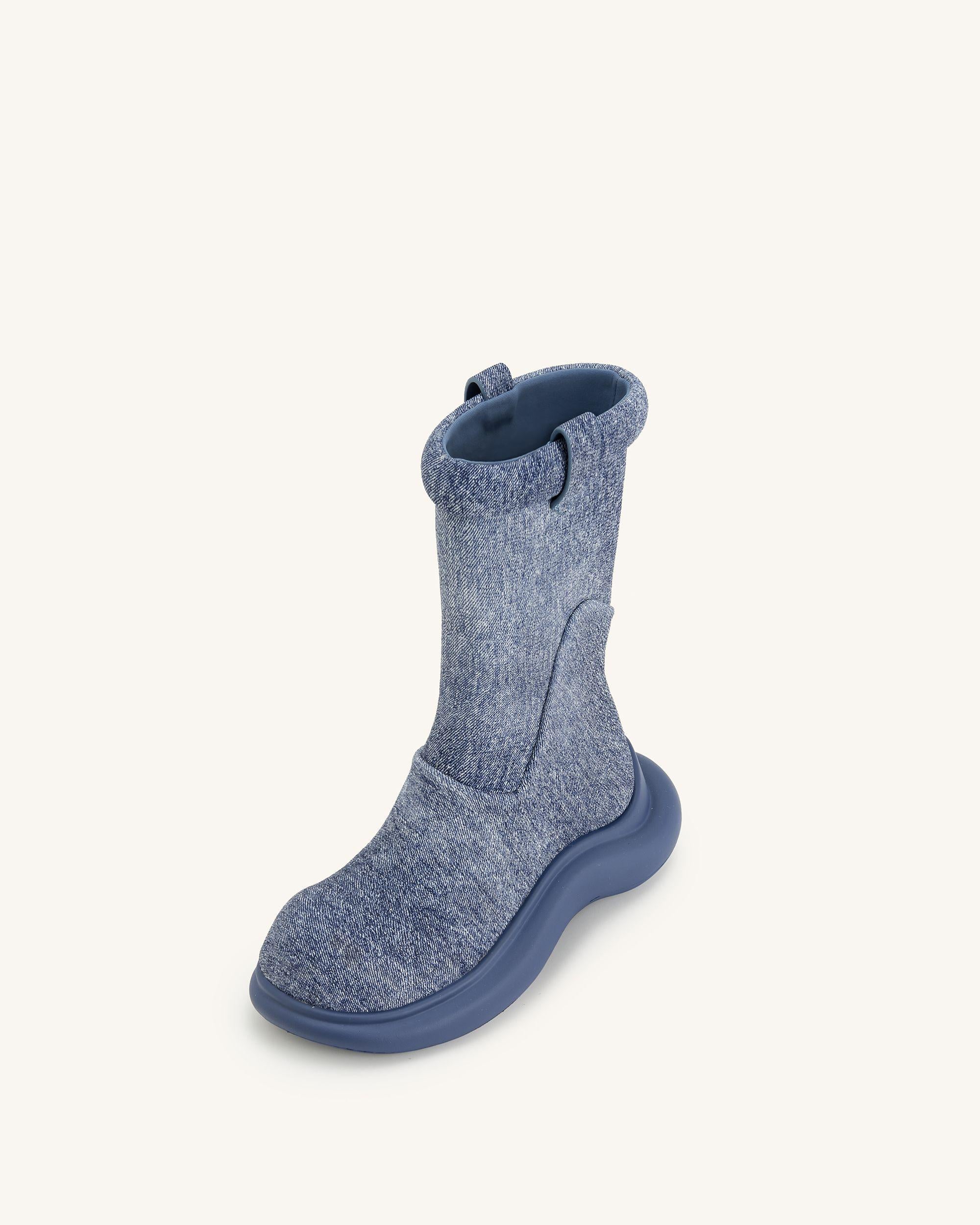 Zoie Denim Embossed Rain Boot - Blue - Image 2