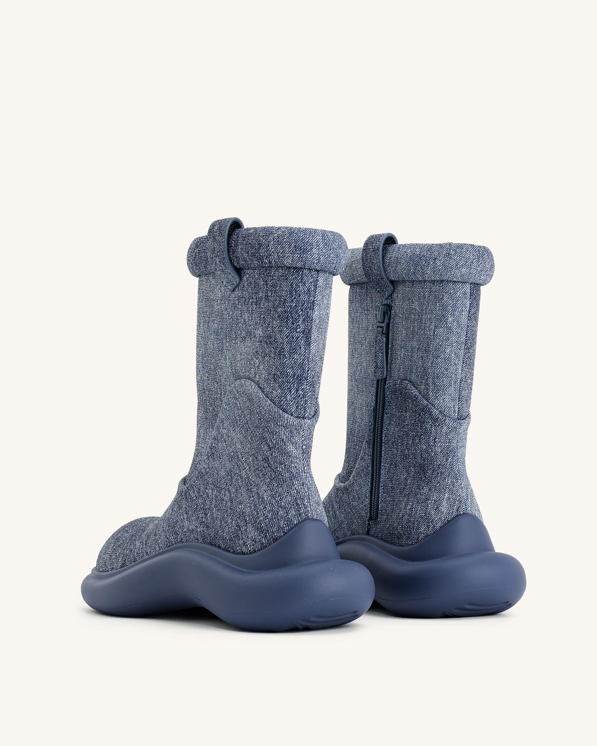 Zoie Denim Embossed Rain Boot - Blue - Image 4