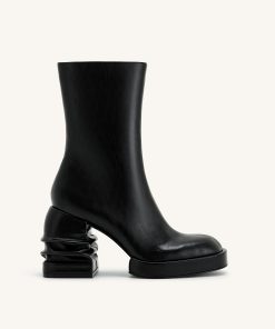 Saylor Round Toe Platform Ankle Boots - Black