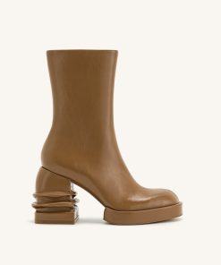 Saylor Round Toe Platform Ankle Boots - Brown