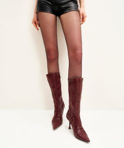 Alternative view of Odette Futuristic Heeled Bike Boots - Burgundy
