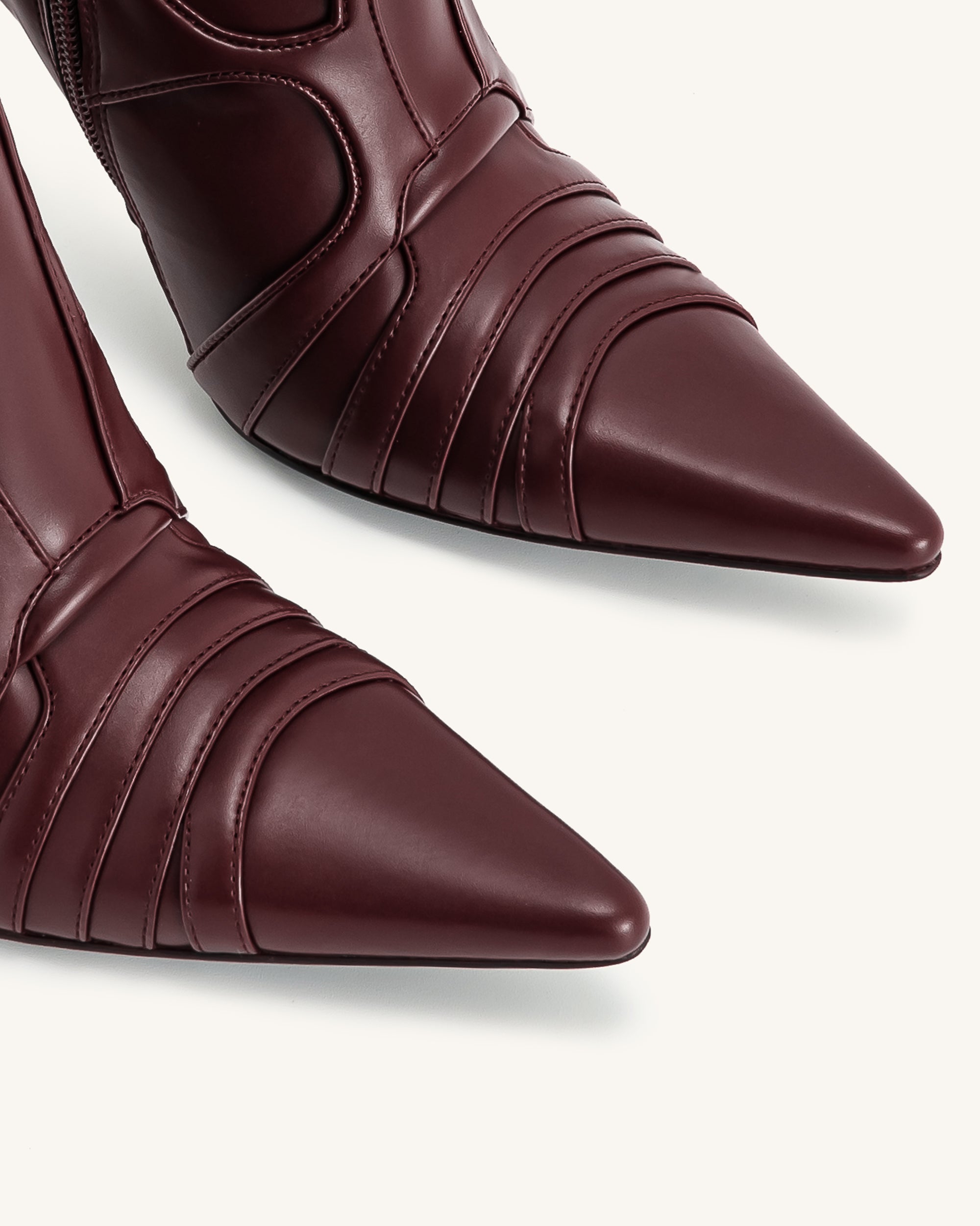 Odette Futuristic Heeled Bike Boots - Burgundy - Image 7