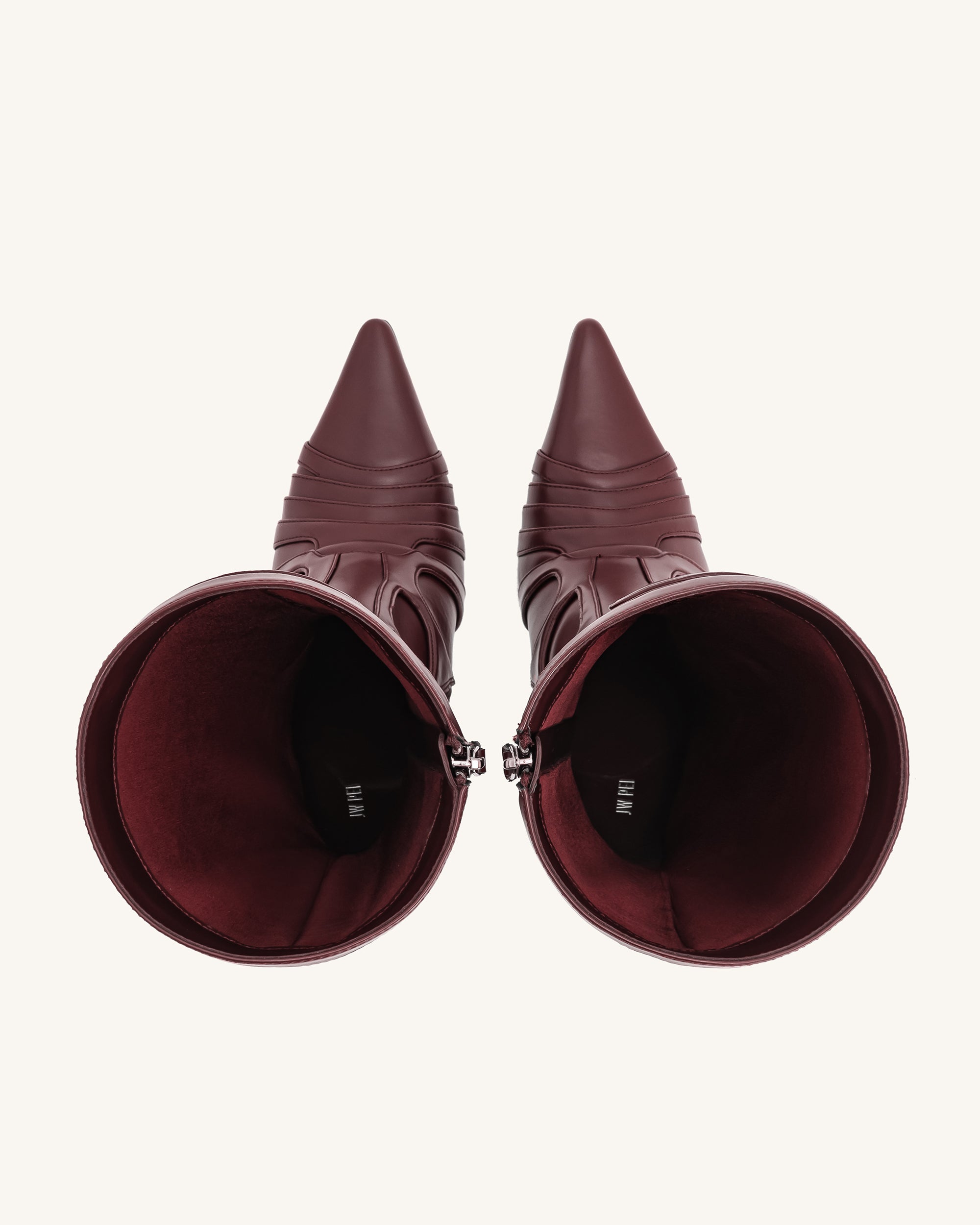 Odette Futuristic Heeled Bike Boots - Burgundy - Image 4