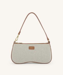 Eva Shoulder Handbag - Beige Canvas