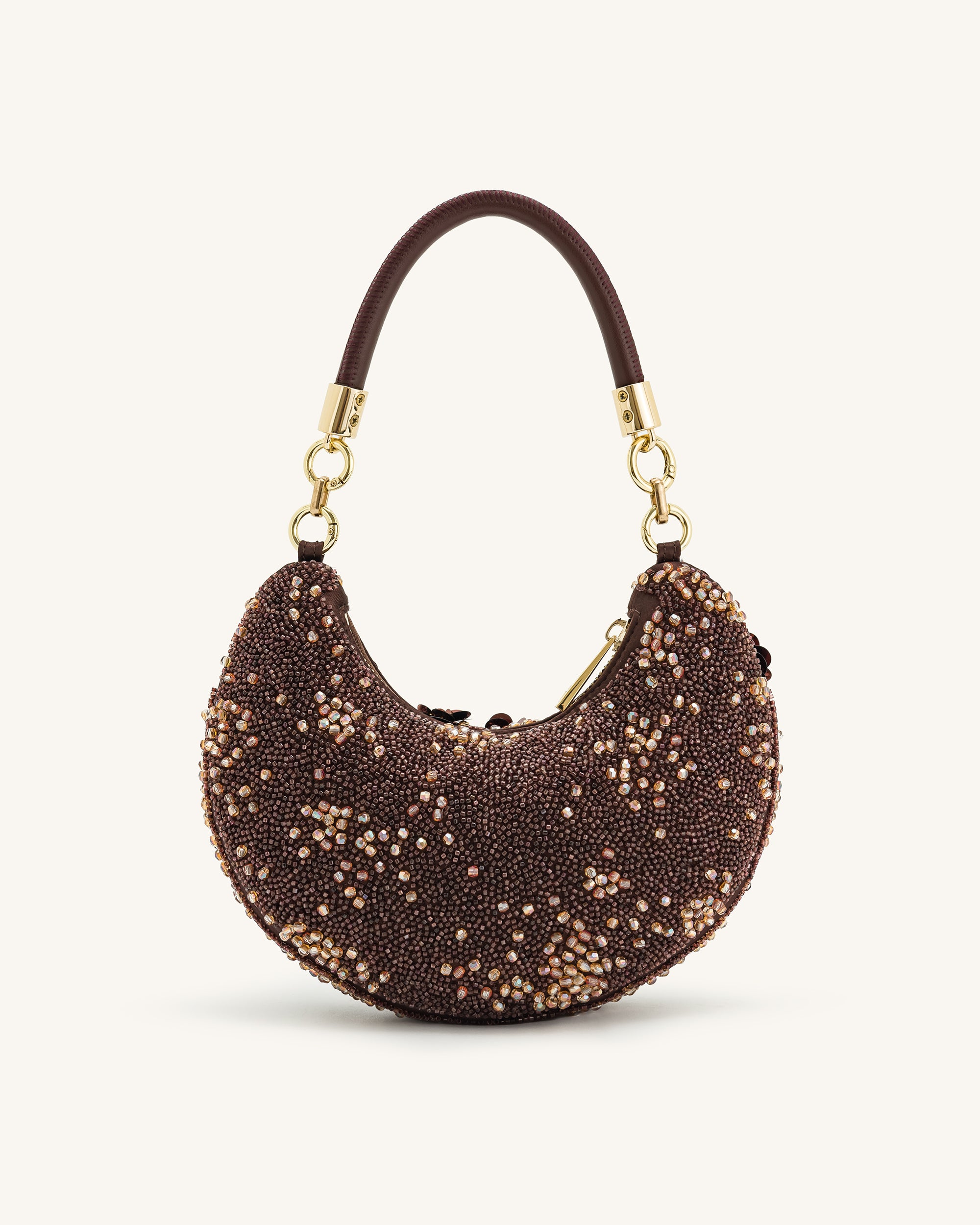 Livia Beaded Floral Hobo Bag - Brown - Image 3