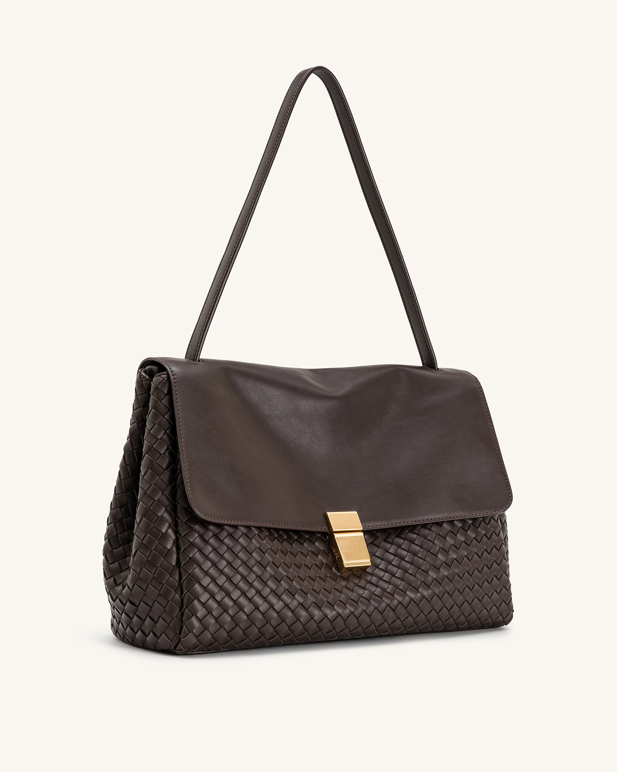 Hilary Woven Shoulder Bag - Dark Brown - Image 2