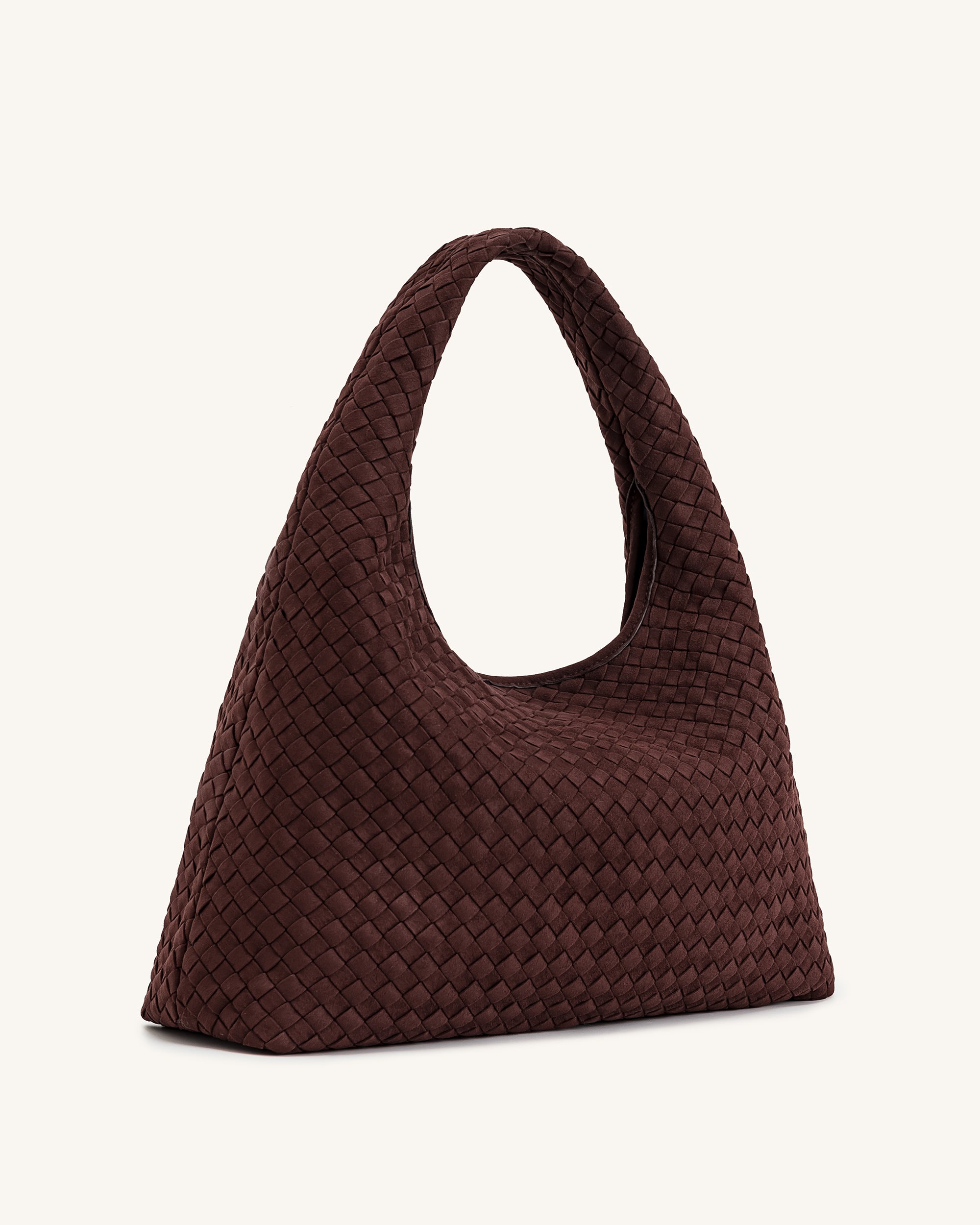 Iaura Faux Suede Woven Shoulder Bag - Dark Brown - Image 2