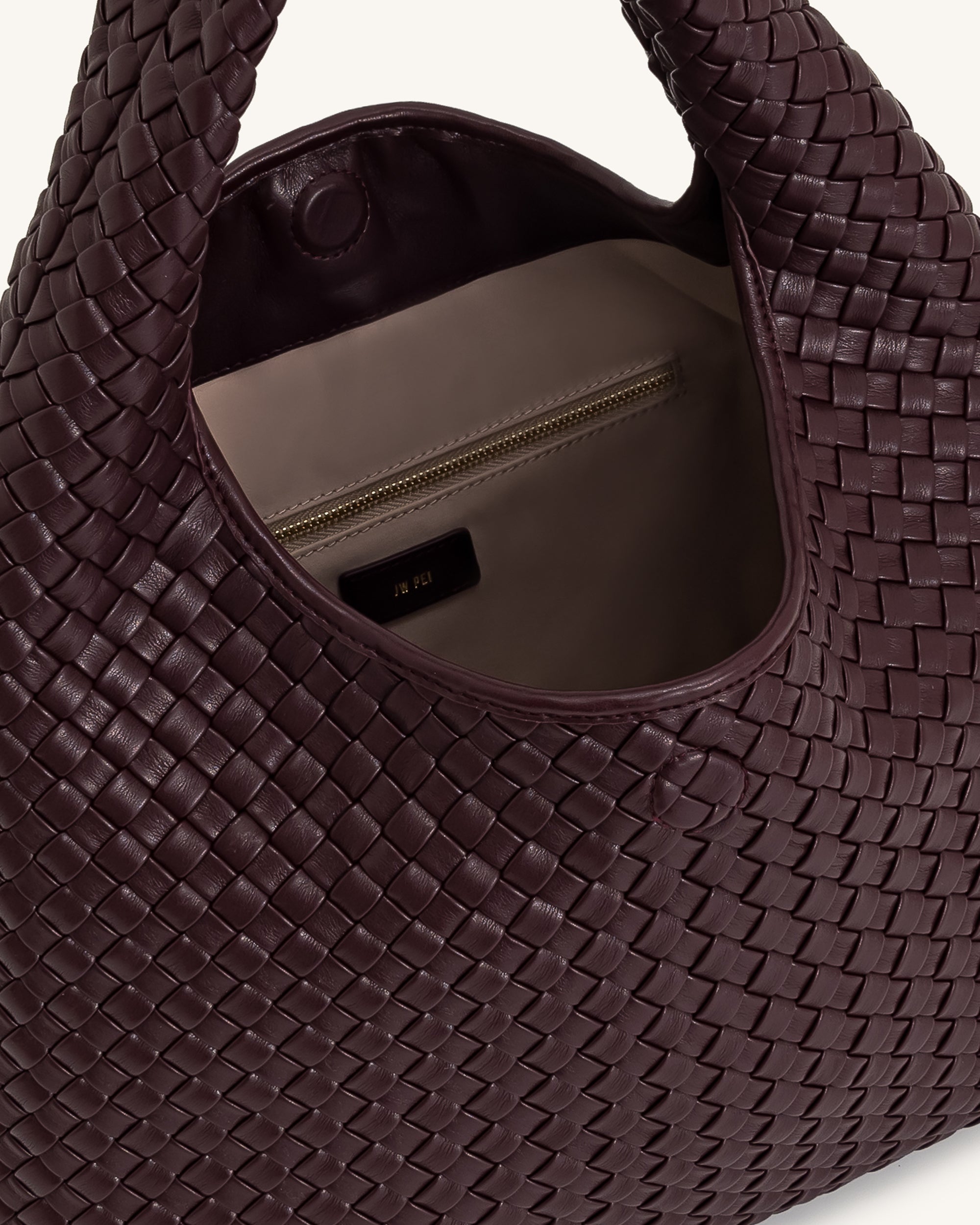 Iaura Woven Shoulder Bag - Deep Burgundy - Image 4