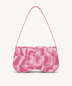 Becci Knitted Shoulder Bag - Pale Pink & Pink & Hot Pink