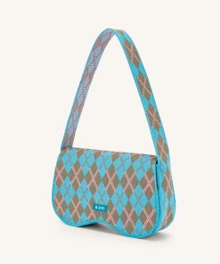 Alternative view of Becci Knitted Shoulder Bag - Lake Blue & Gray Green & Pink