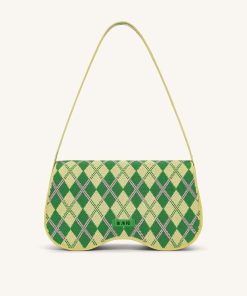 Becci Knitted Shoulder Bag -  Light Yellow & Green & Pink
