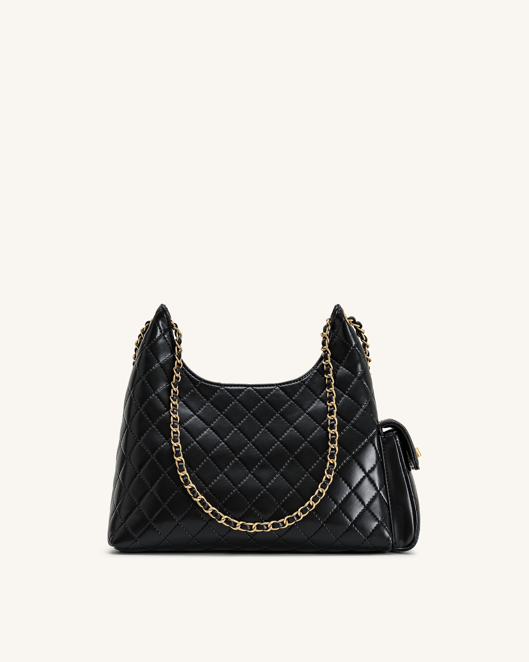 Vivian Quilted Chain Shoulder Bag - Black - Image 3