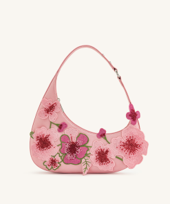Harlee Embroidered Shoulder Bag - Pink
