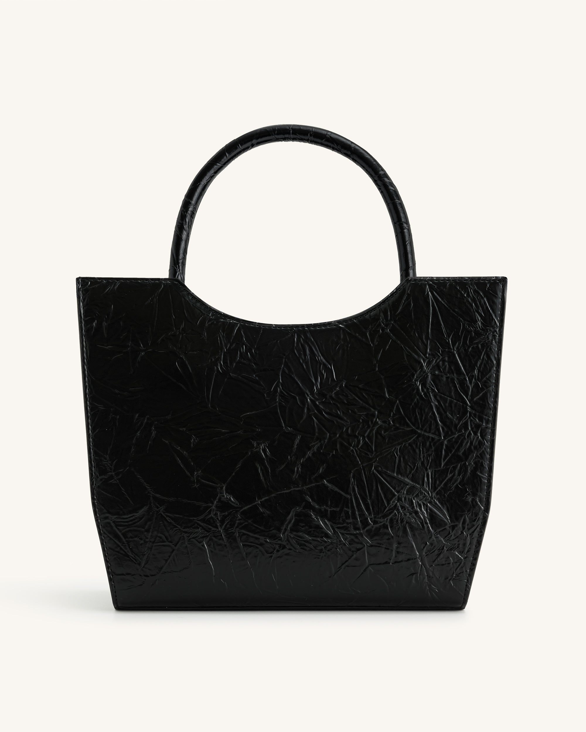 Leah Pleating Medium Tote Bag - Black - Image 3