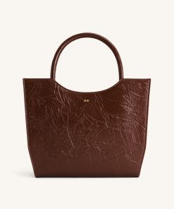 Leah Pleating Medium Tote Bag - Umber