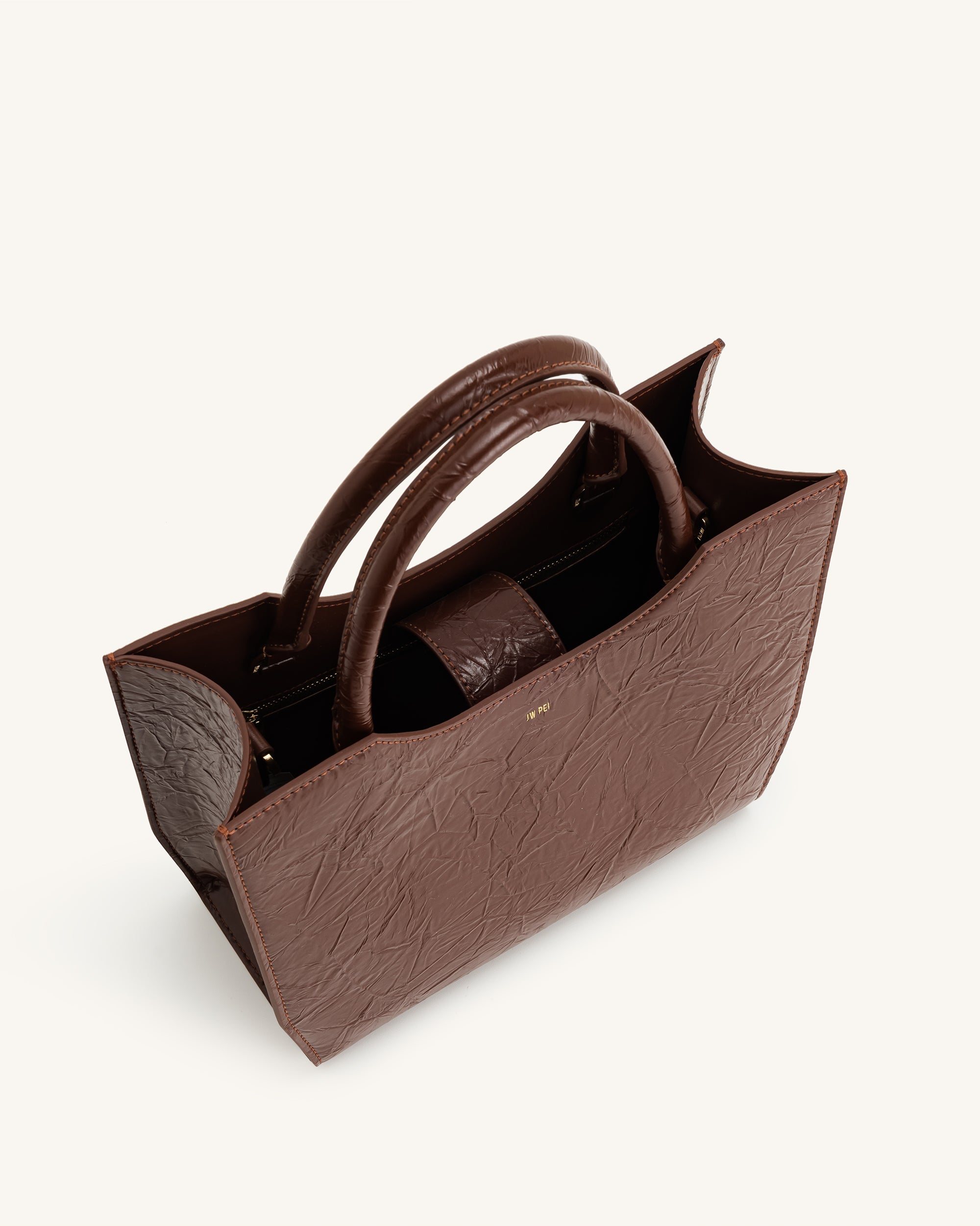 Leah Pleating Medium Tote Bag - Umber - Image 3