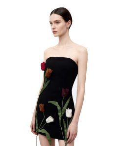 Alternative view of Tulip Appliqué Strapless Dress - Black