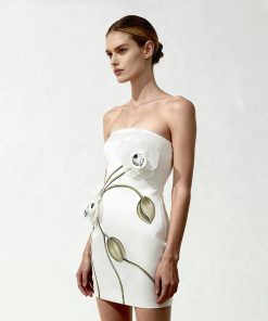 Alternative view of Orchid Appliqué Strapless Dress - White