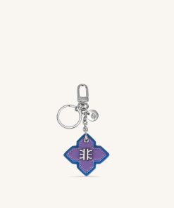 Rhombus Bag Charm And Key Holder - Purple & Classic Blue