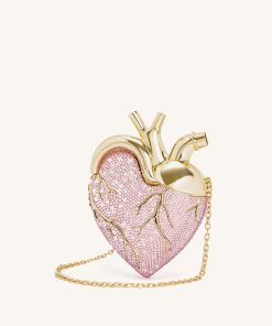Maren Artificial Crystal Heart Shaped Bag - Pink