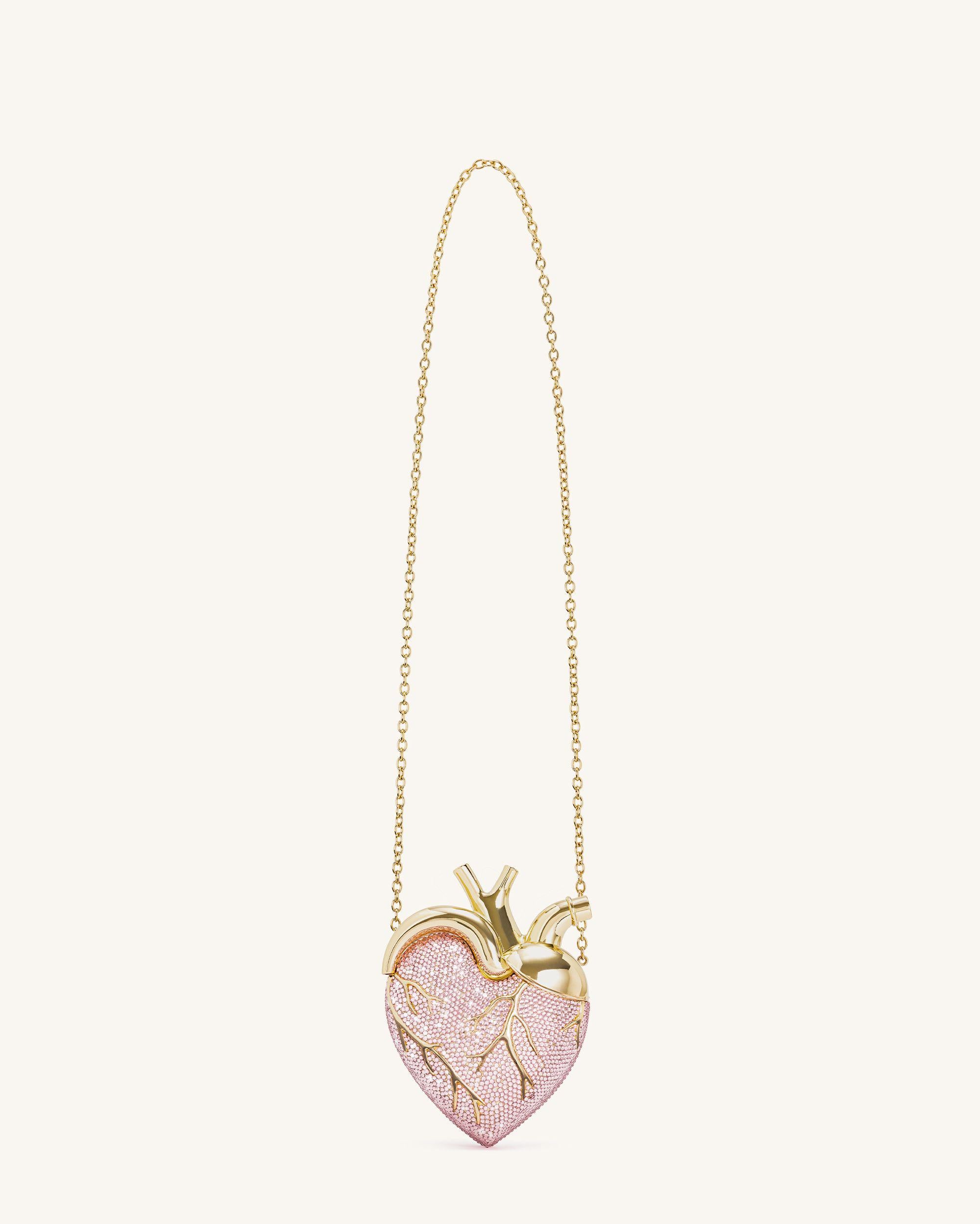Maren Artificial Crystal Heart Shaped Bag - Pink - Image 3