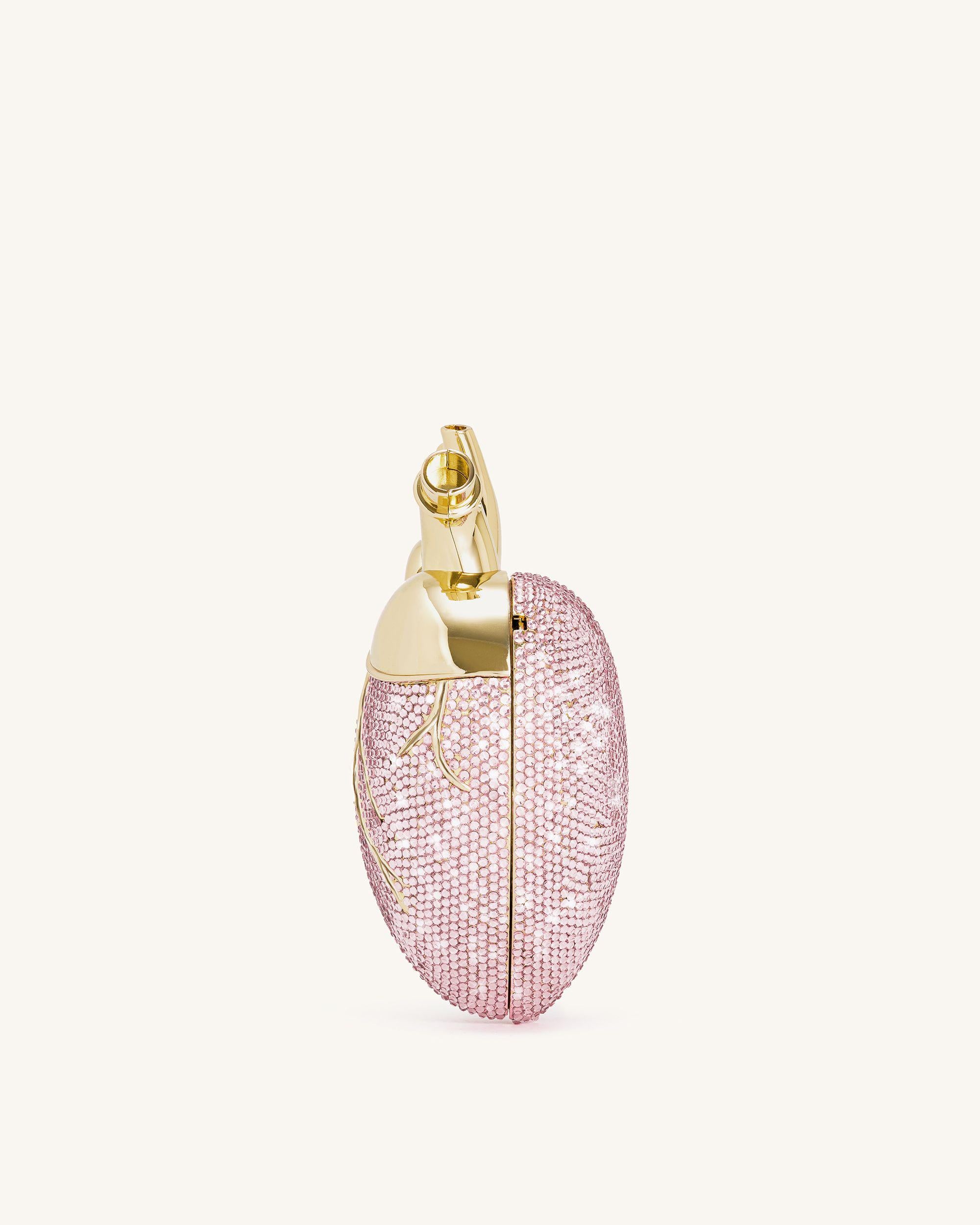Maren Artificial Crystal Heart Shaped Bag - Pink - Image 5