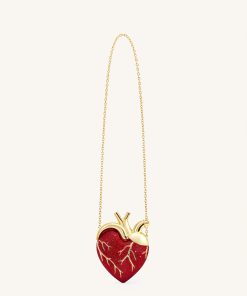 Alternative view of Maren Artificial Crystal Heart Shaped Bag - Red