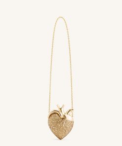 Alternative view of Maren Artificial Crystal Heart Shaped Bag - Gold