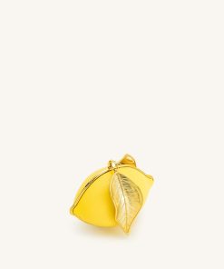 Tori Vegan Leather Metal Structure Clutch - Lemon Yellow