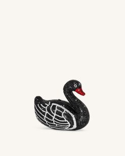 Alternative view of Kinsley Crystal Swan Clutch - Black