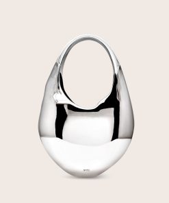 Alternative view of Lillian Face Crescent Top Handle Bag - Silver