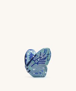 Paisley Crystal Butterfly Clutch - Blue