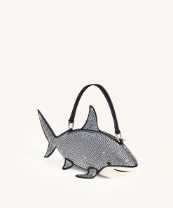Alternative view of Nerys Artificial Crystal Shark Top Handle Bag - Black