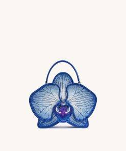 Flora Orchid Shaped Top Handle Bag - Blue
