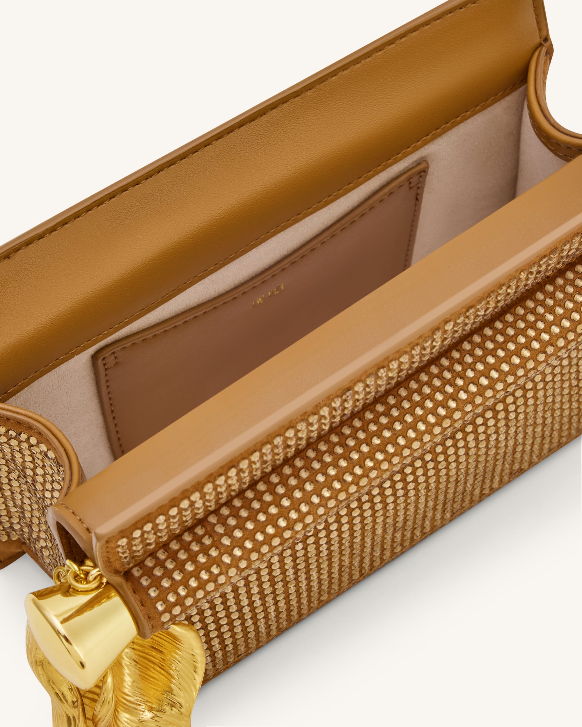 Holly Artificial Crystal Metal Pendant Embellished Clutch - Champagne - Image 4