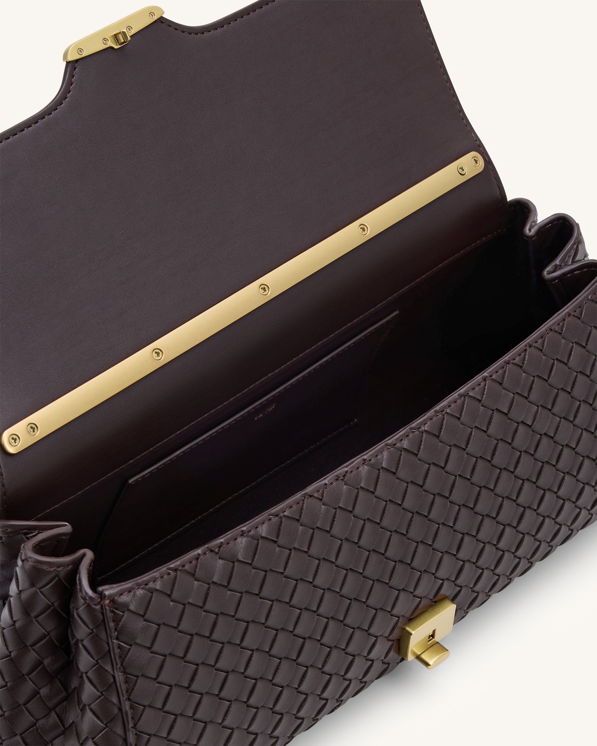 Eloise Woven Shoulder Bag - Dark Brown - Image 4