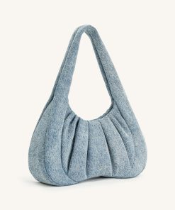 Alternative view of Ashley Denim Ruched Shoulder Bag - Blue